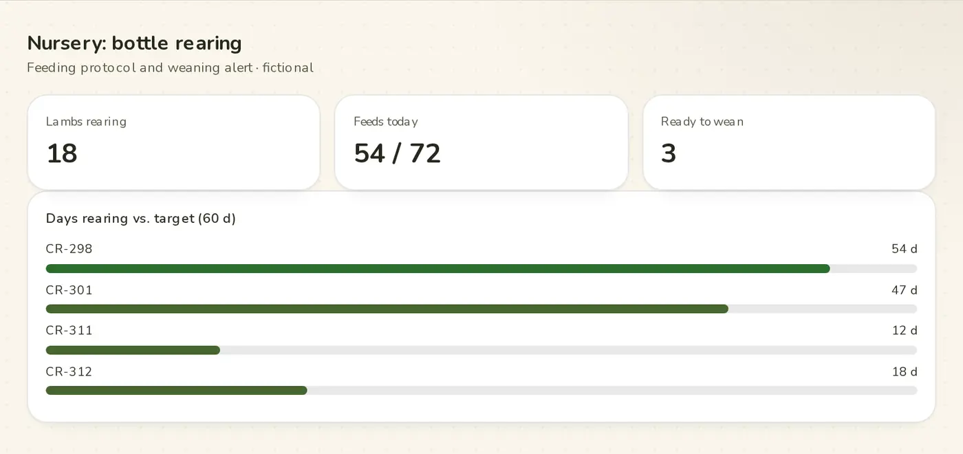 Nursery: rearing days vs. target · Campo Íntegro demo (fictional brand and data)